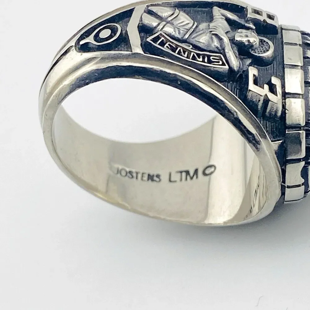 Roxbury High Men’s School Ring Green Stone 1983 Sz 9 Jostens LTM Gaels Tennis